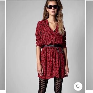 Zadig & Voltaire Rinka passion Smocked long sleeve floral mini dress. Size S